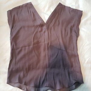 Silk Cap Sleeve V Neck Blouse